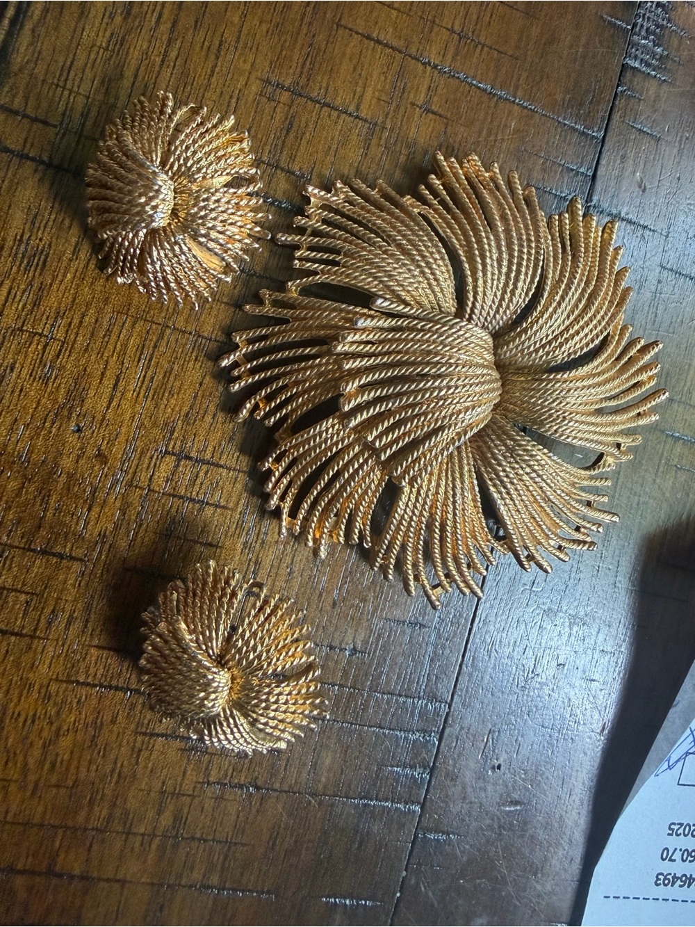 Gorgeous Vintage Monet “Cordelia”  Gold Tone Pin Brooch Clip and Earrings Set